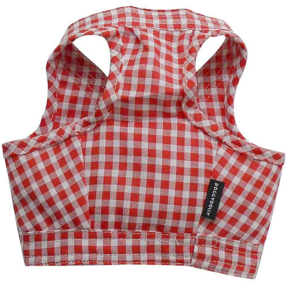 DoggyDolly Soft Harness red white checkered