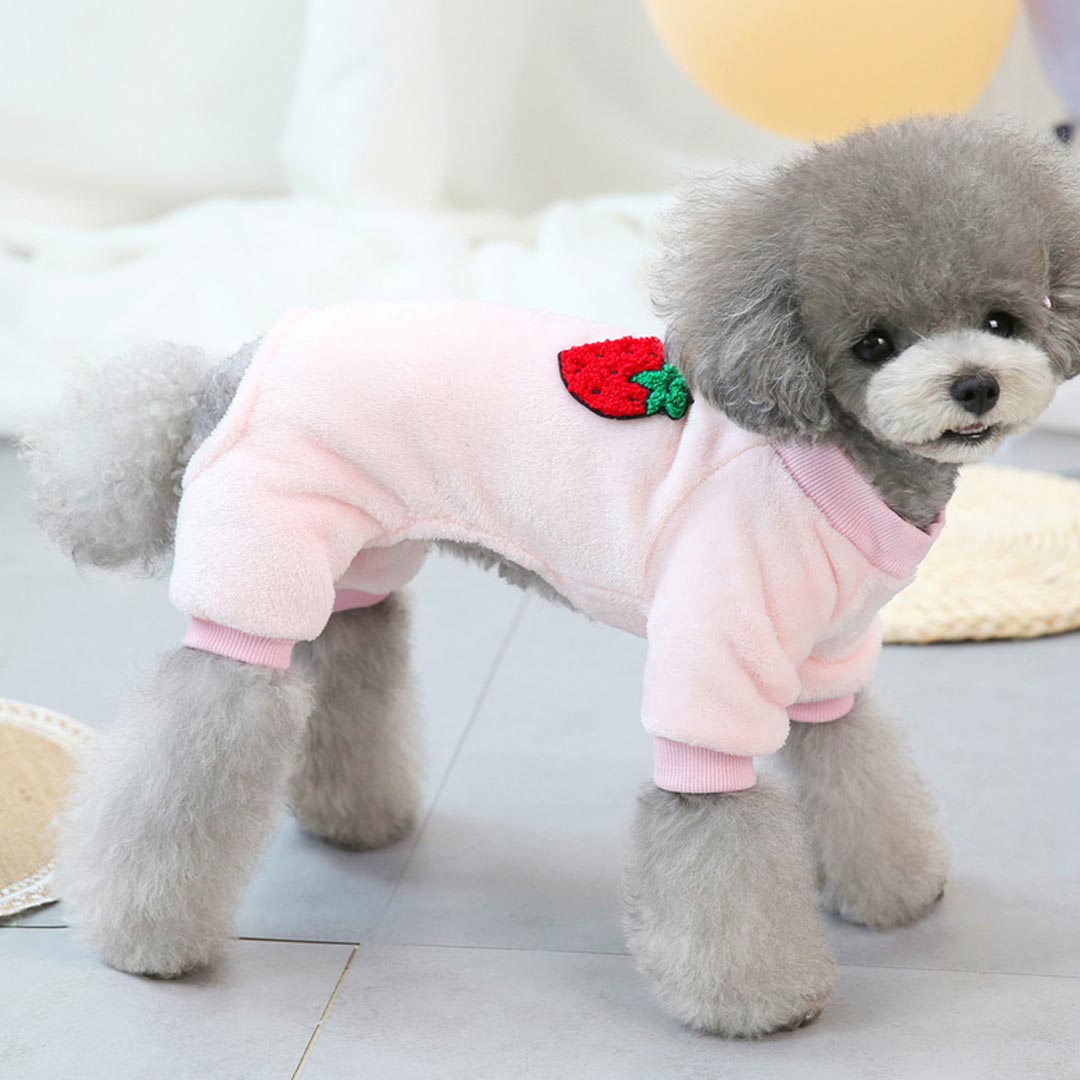 Pink Niki Jogger Fluffy Strawberry Dog Coat 