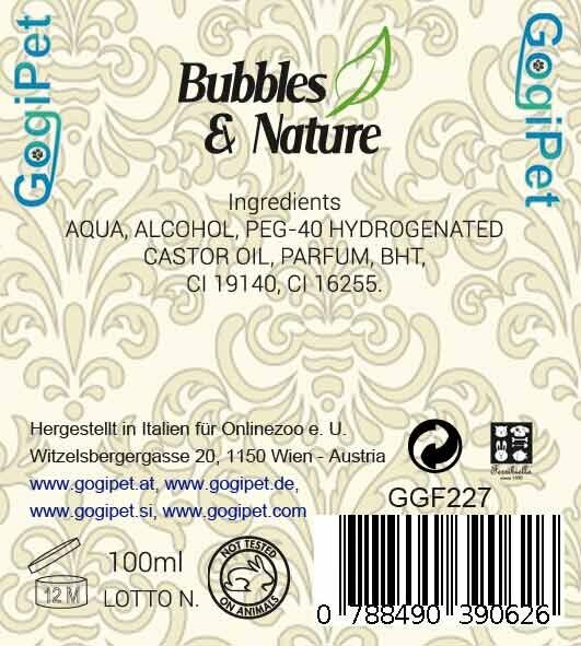GogiPet dog products without animal testing - Bubbles & Nature