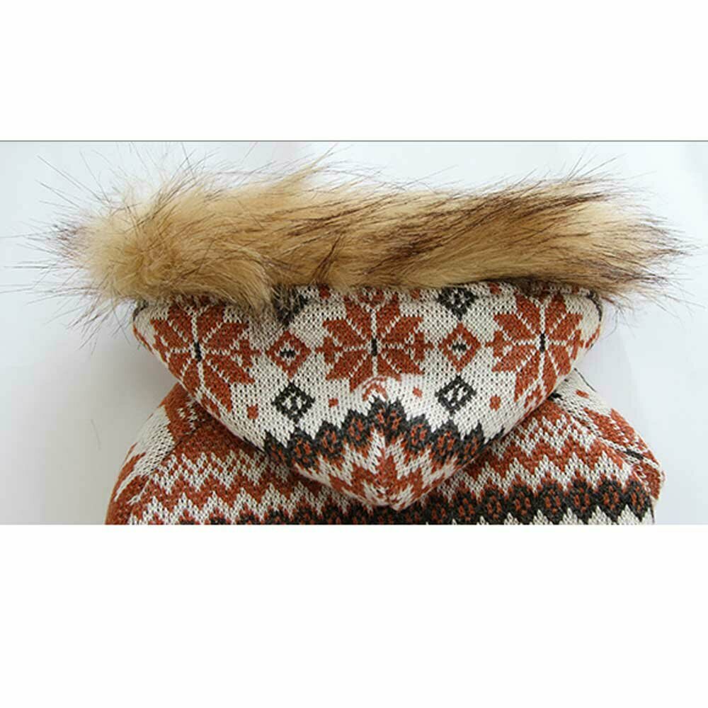 dog clothes with Norwegian patterns hooded with fashionable fur edge