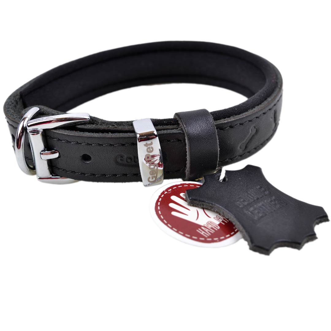 Real Leather Dog Collar with 3 D Bone