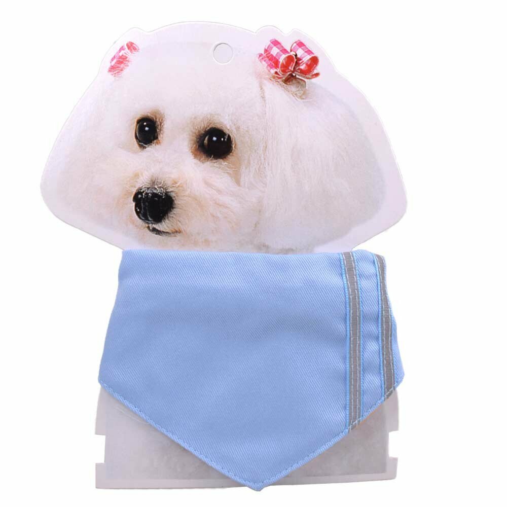 light blue dog neckerchief of 23 cm - 28 cm adjustable length