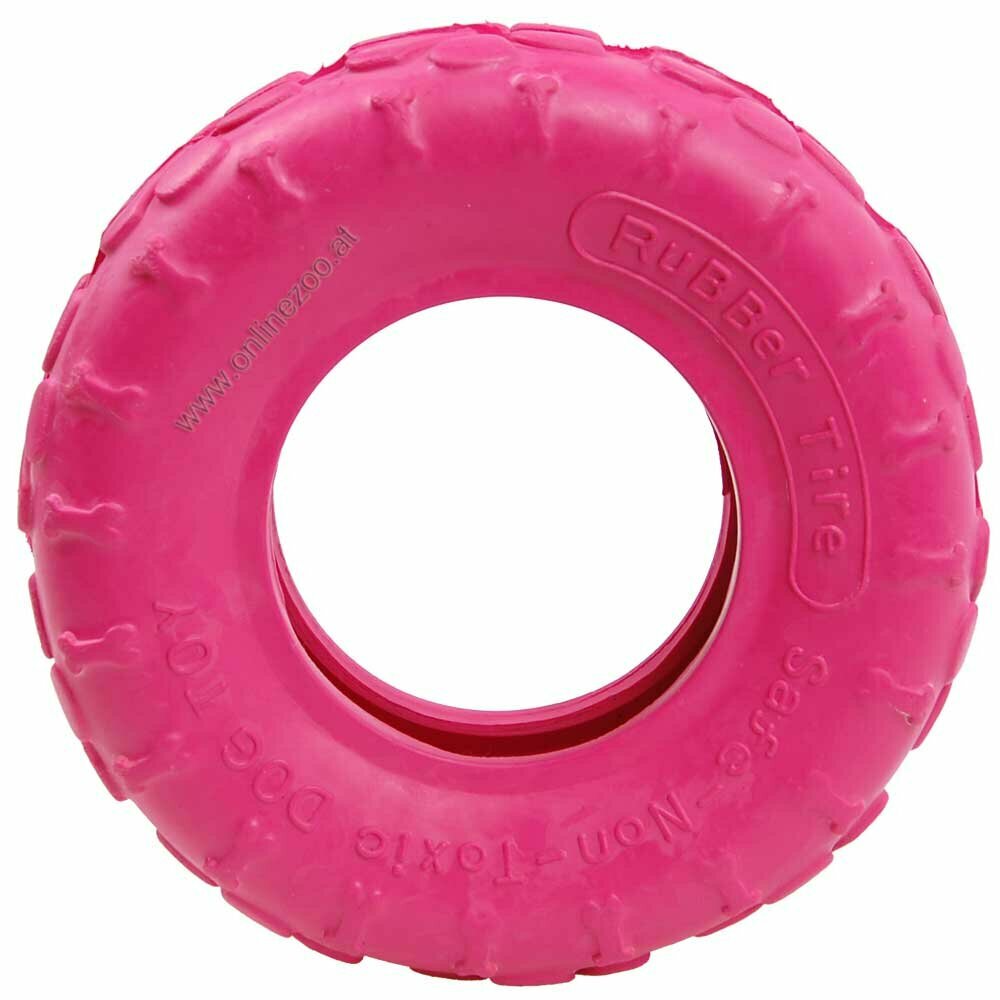 durable dog toy with 15 cm Ø - pink car tires for dogs