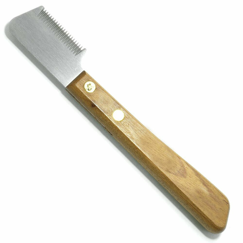 Stripping knife with 22 teeth fine with wooden handle