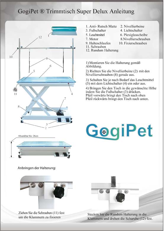 GogiPet Electric Glass Grooming Table