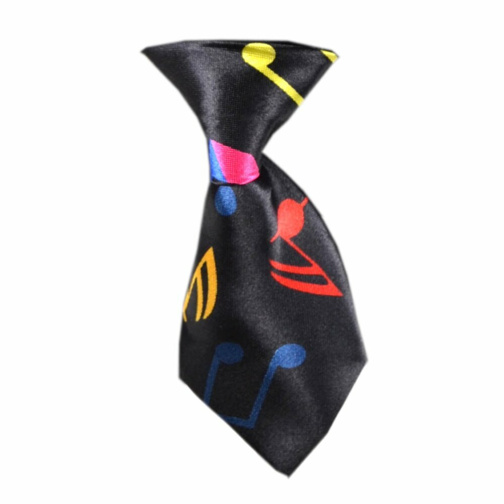 Dog tie black with coloful clefs