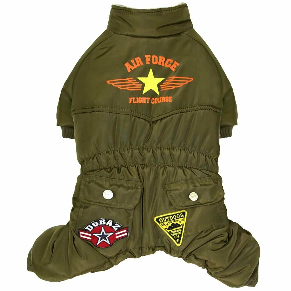 Green Air Force suit - warm dog clothes