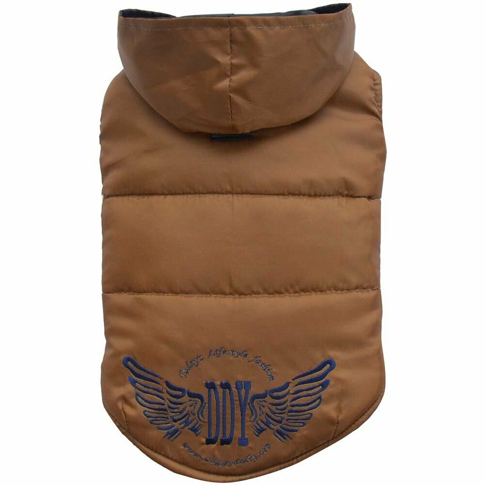 Warm dog coat brown - DoggyDolly dog anorak with angel wing