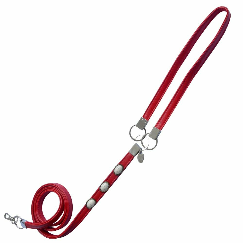 DoggyDolly Leather Dog Lead Pocahontas Red