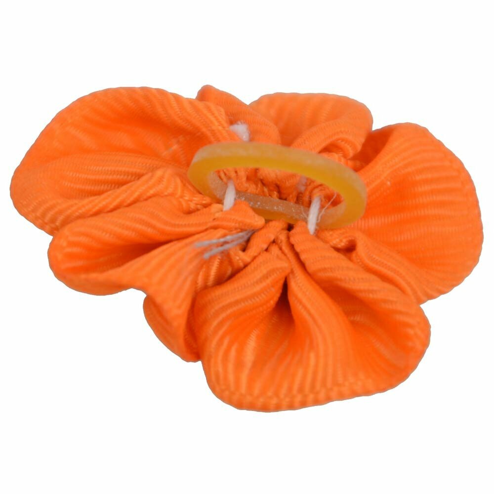 Dog hair bow with rubberring orange with little rose by GogiPet
