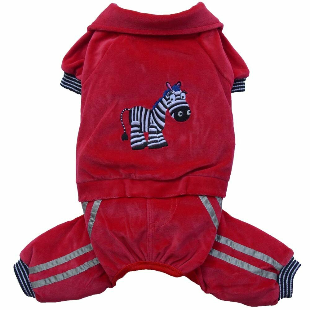 Red bodysuit for dogs with zebra