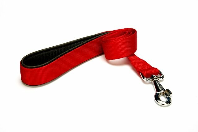 GogiPet® Premium comfort dog leash red with padded handle