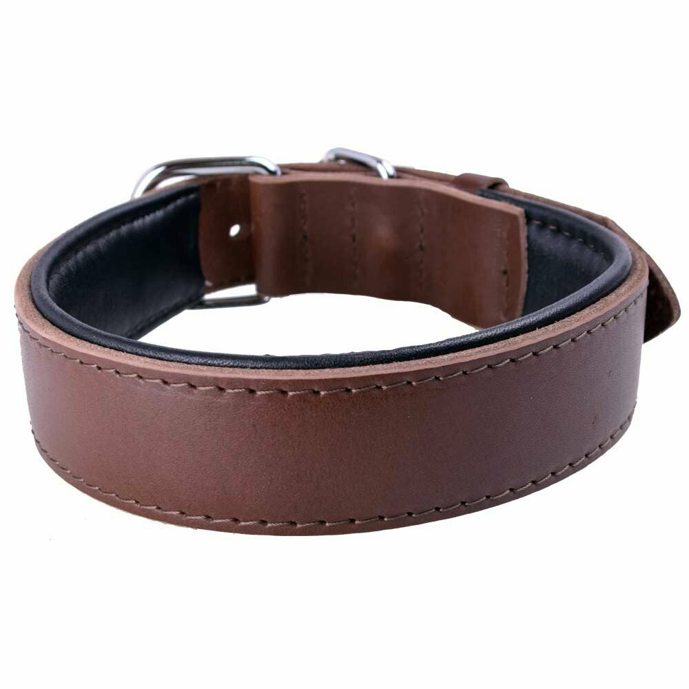 Brown dog collar with 2 layers of leather from GogiPet®