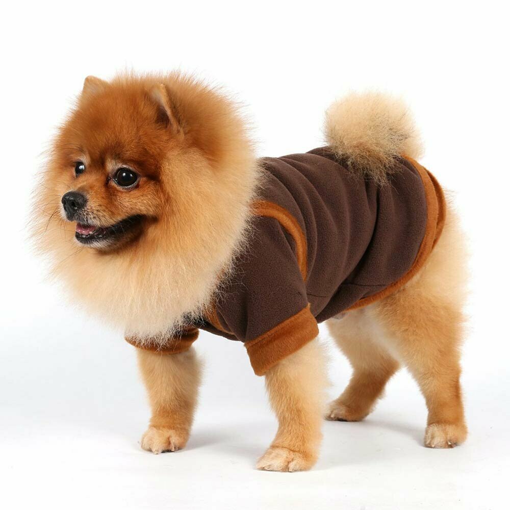 Warm dog clothes for winter - dark brown double fleece dog coat