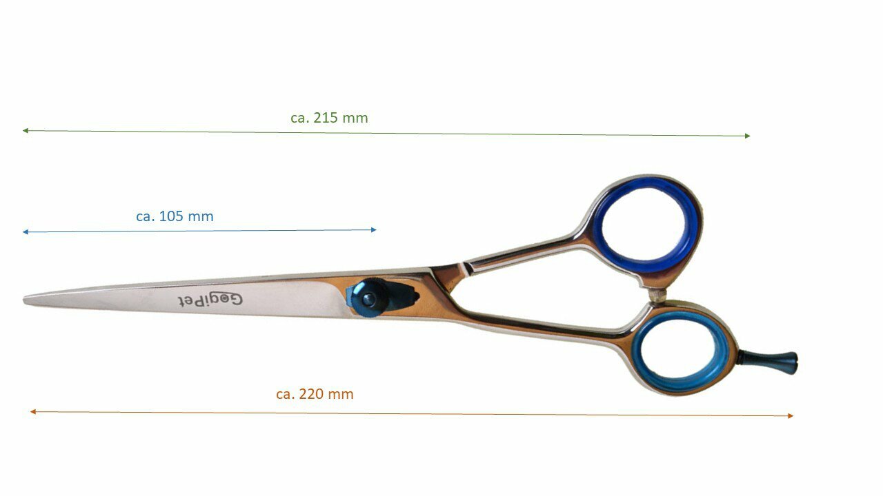 Dimensions of the GogiPet dog scissors made of Japanese steel for left-handers