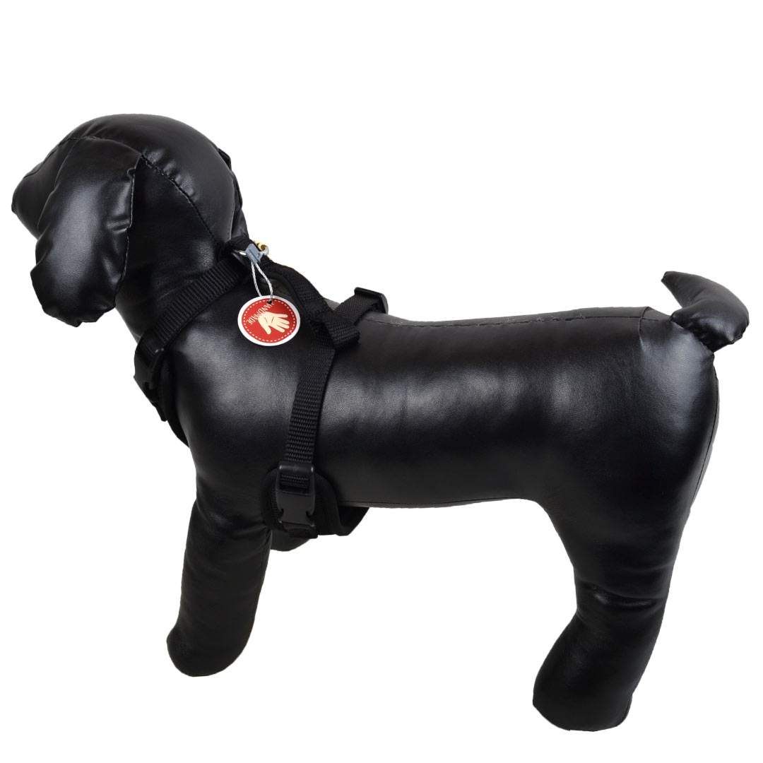Black soft dog harness