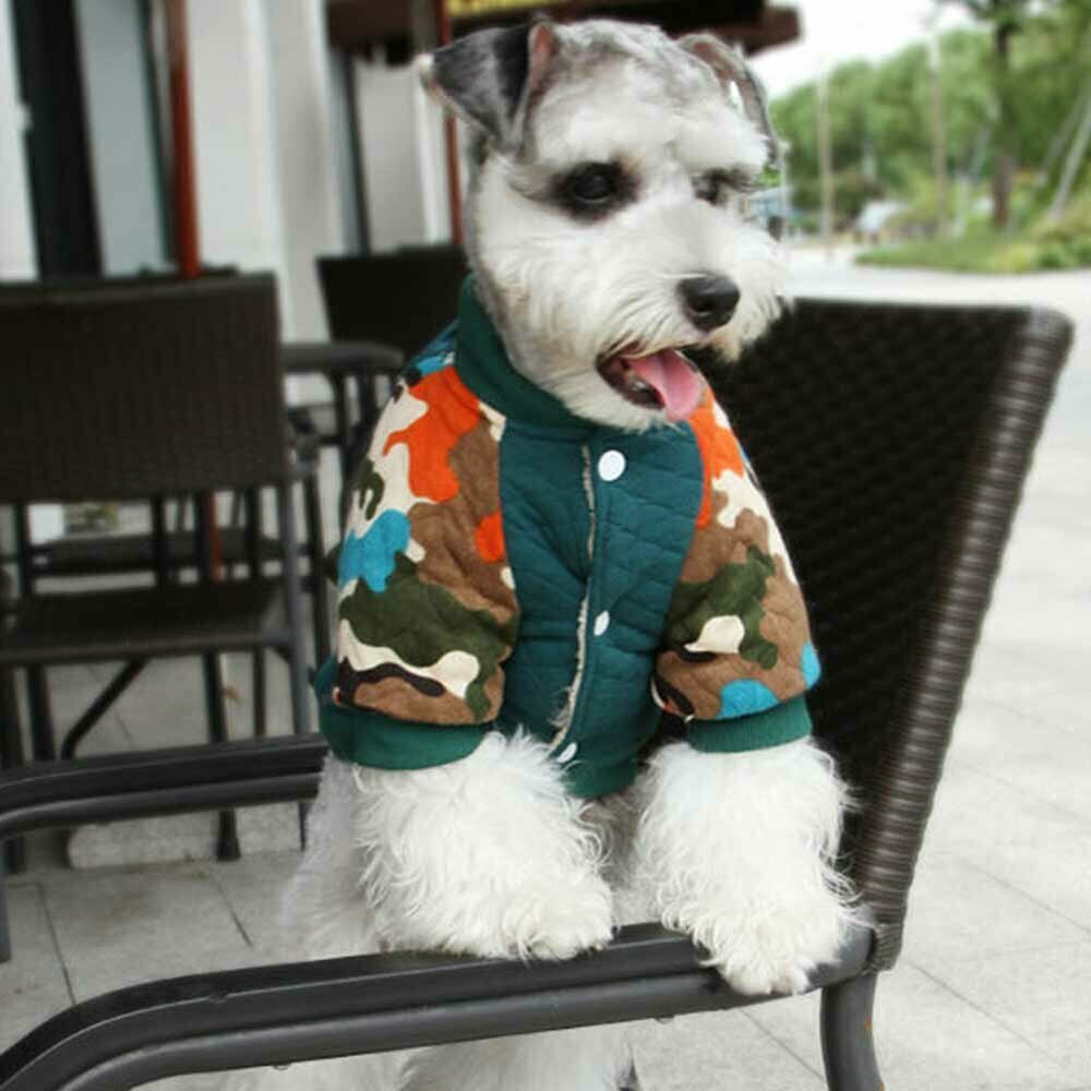 Warm dog clothes green sports jacket extra warm