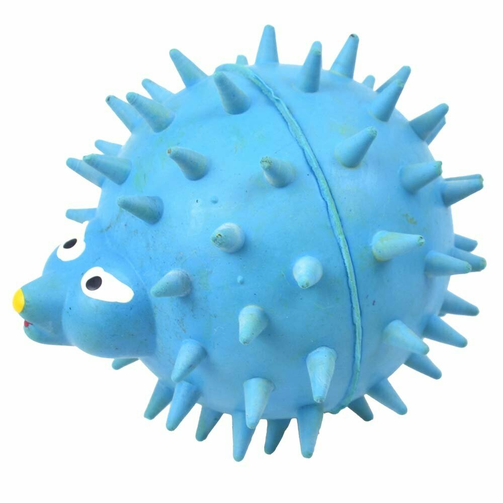 Rubber hedgehog blue with 7.5 cm Ø -10 years Onlinezoo dog toy special