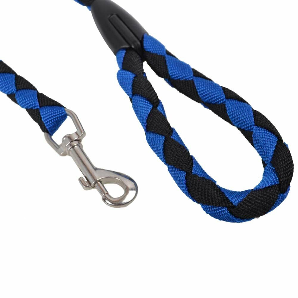 Tough, plaited dog leash by GogiPet blue black