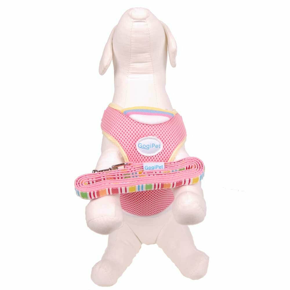 Pink Soft harness & leash for dogs L