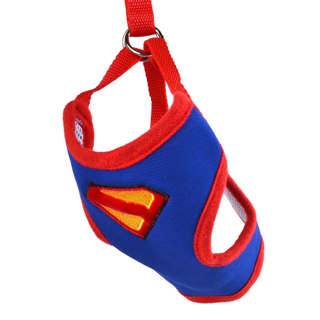 Soft dog  harness with leash in set for small dogs "Superman