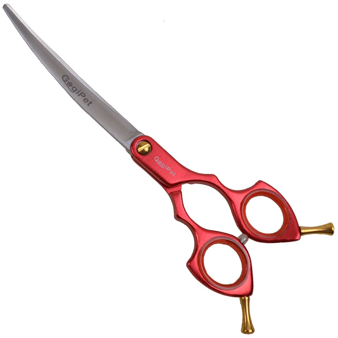 Curved Japan steel dog scissors for pet groomers 17 cm with aluminum handle GogiPet WI-GWA650C-Comfort