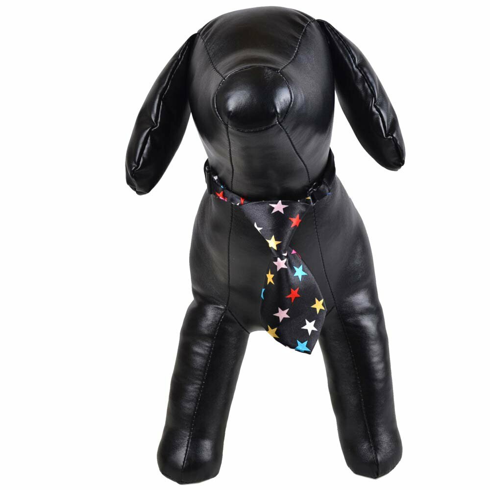 Necktie for dogs black with colorful stars