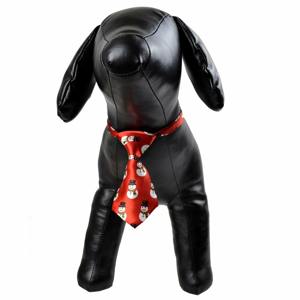 Necktie for dogs red with snowmen