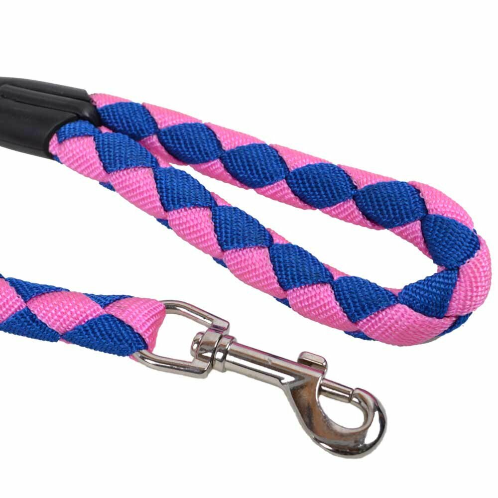 Tough, plaited dog leash by GogiPet pink blue