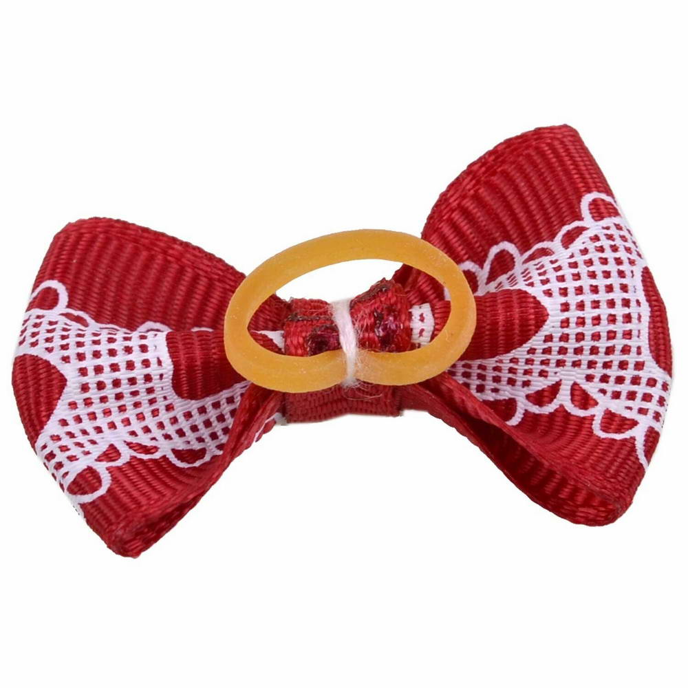 Dog hair bow rubberring "Chiquita darkred" by GogiPet